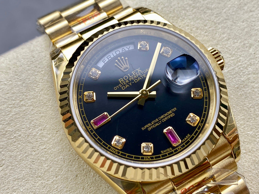 Rolex Day-Date 36mm Gold Black Diamond