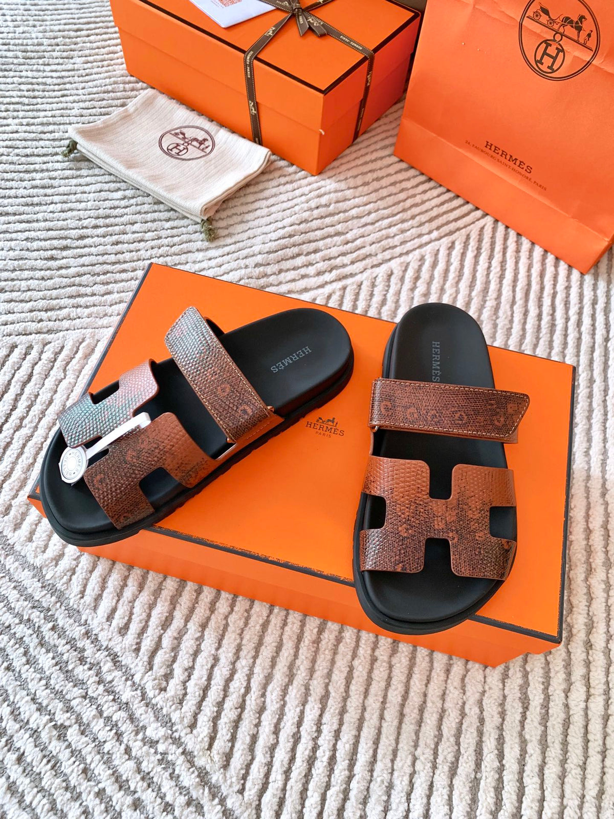 HM Chypre Sandal Ombre Brown Black Cowhide 963217