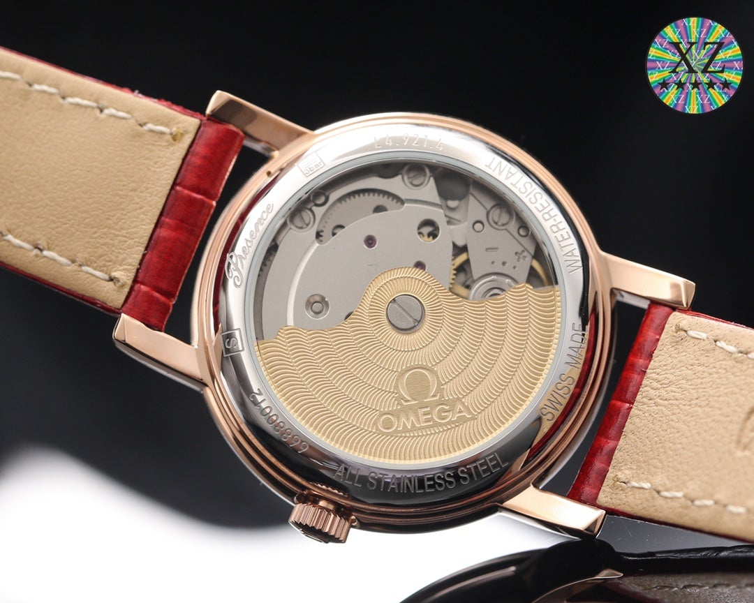DE VILLE LADYMATIC 31MM MOP DIAL LEATHER STRAP