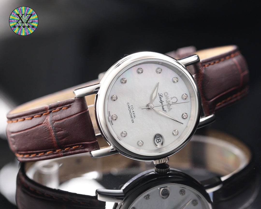 DE VILLE LADYMATIC 31MM MOP DIAL LEATHER STRAP