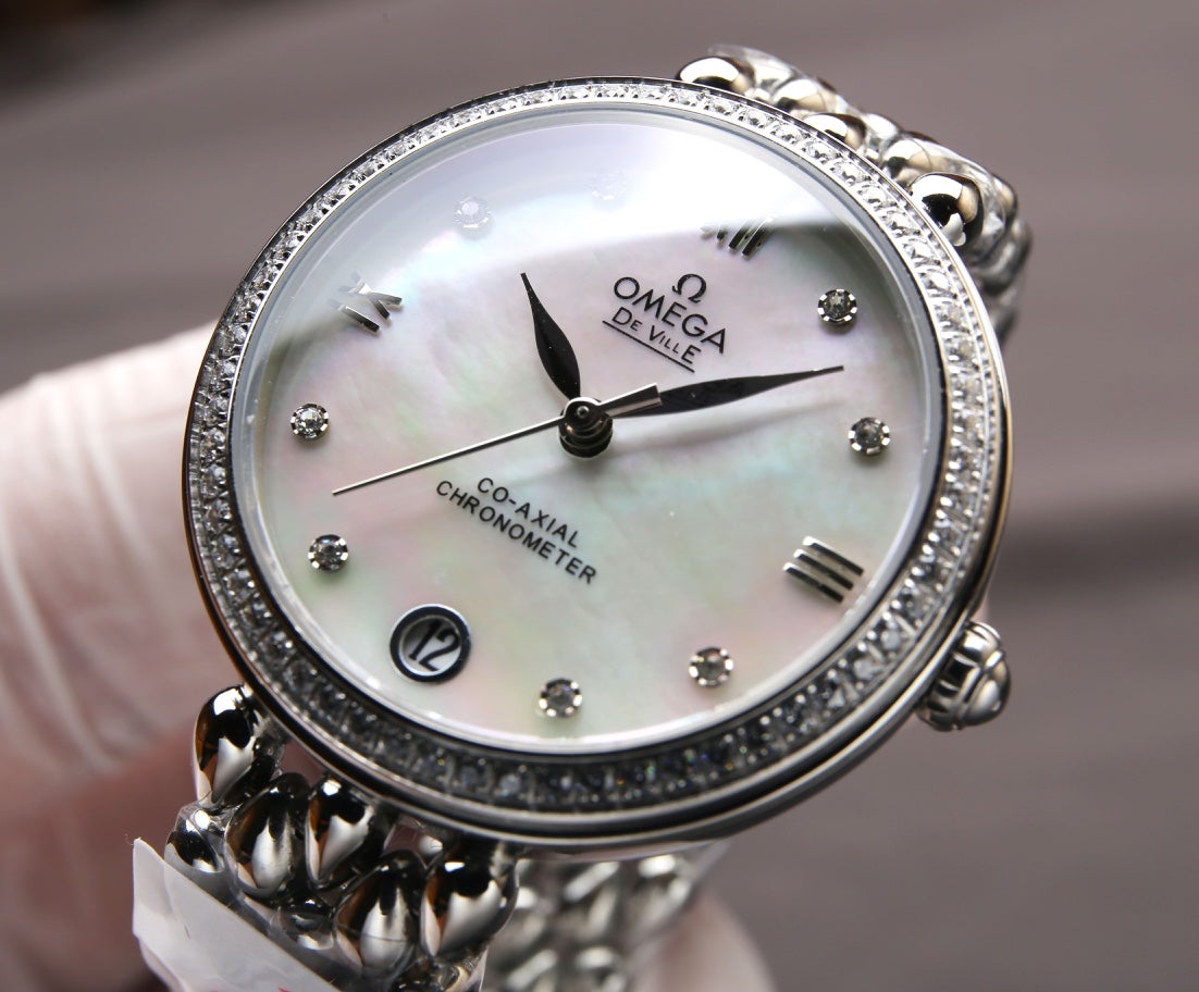 DEVILLE PRESTIGE 32MM STEEL DIAMOND BEZEL MOP DIAL