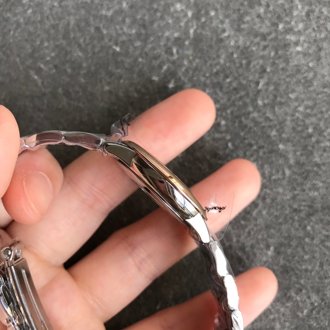 DEVILLE PRESTIGE 27MM QUARTZ ROSE GOLD STEEL DIAMOND NUMERALS