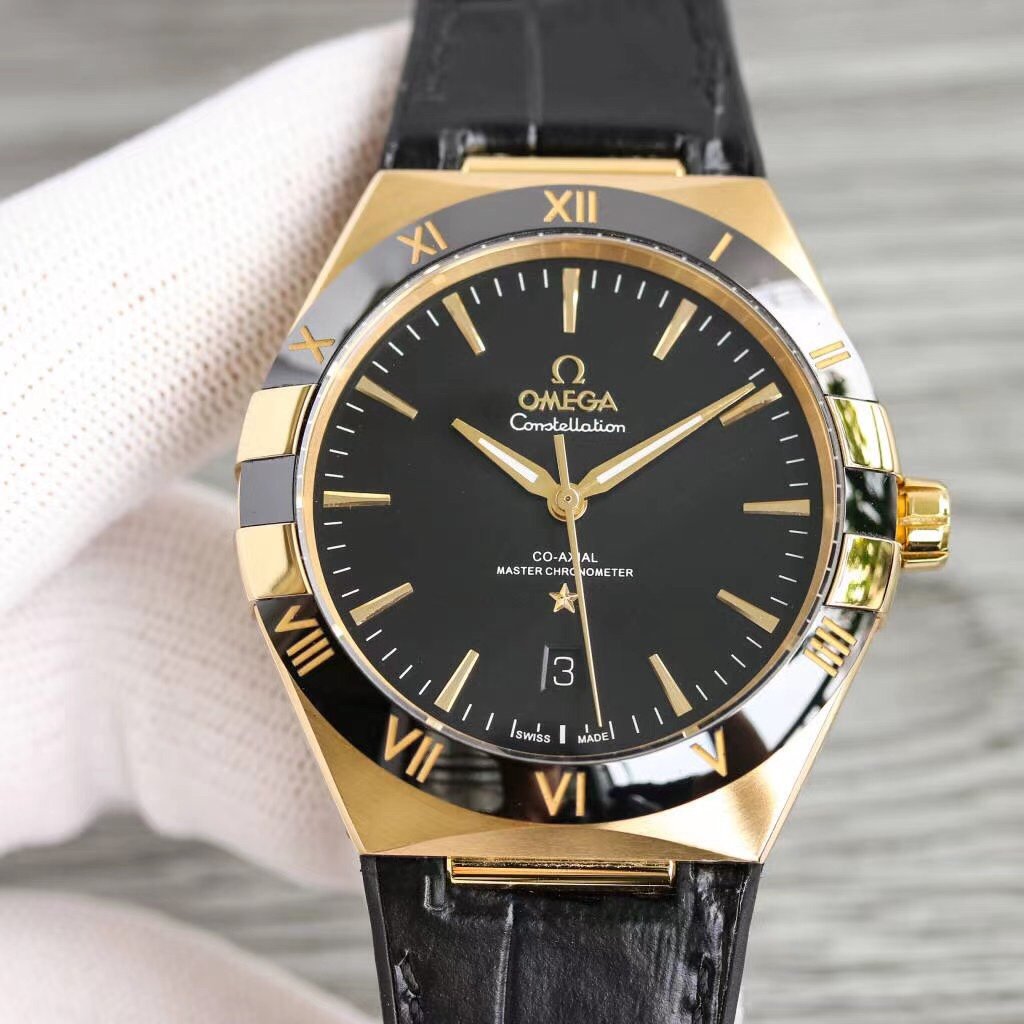 CONSTELLATION 41MM GOLD CASE BLACK LEATHER