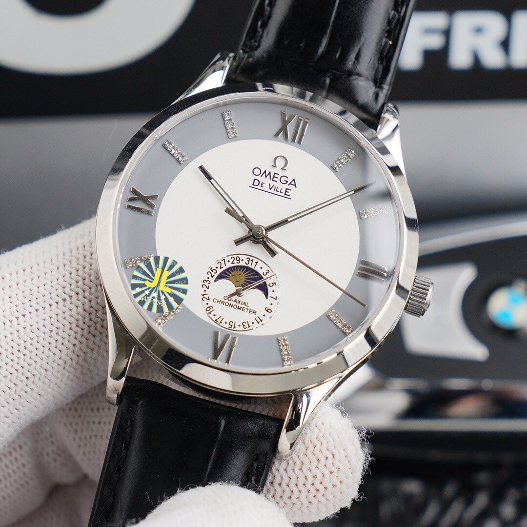DEVILLE CHRONOMETER 40MM MOONPHASE WHITE GREY DIAL