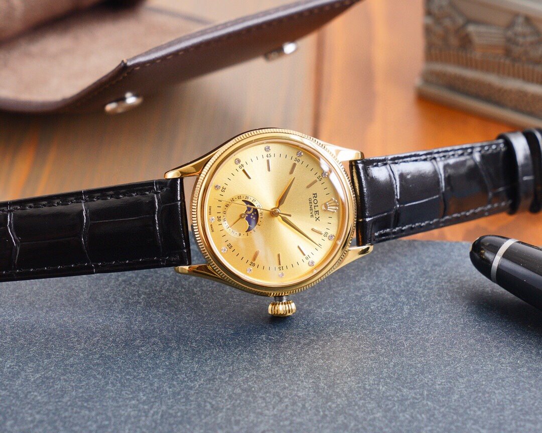 CELLINI 41 MOONPHASE GOLD CASE LEATHER