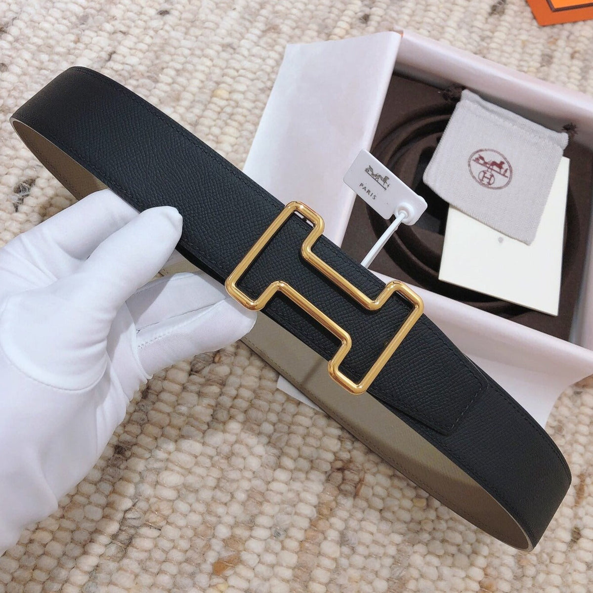H TONIGHT BELT 38MM GOLD PRUSSIAN BLUE LEATHER