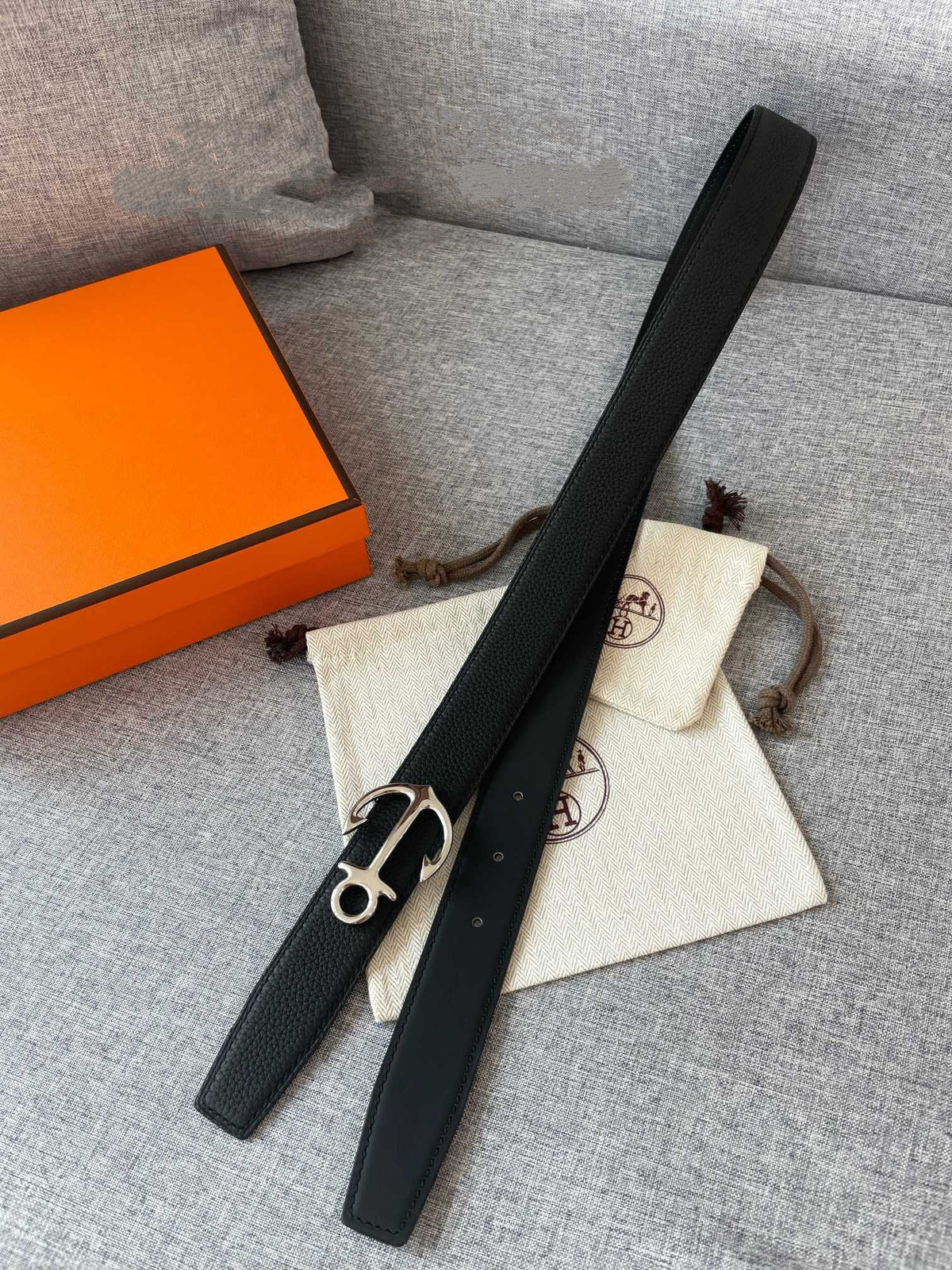 H CARGO BELT 32MM BLACK LEATHER