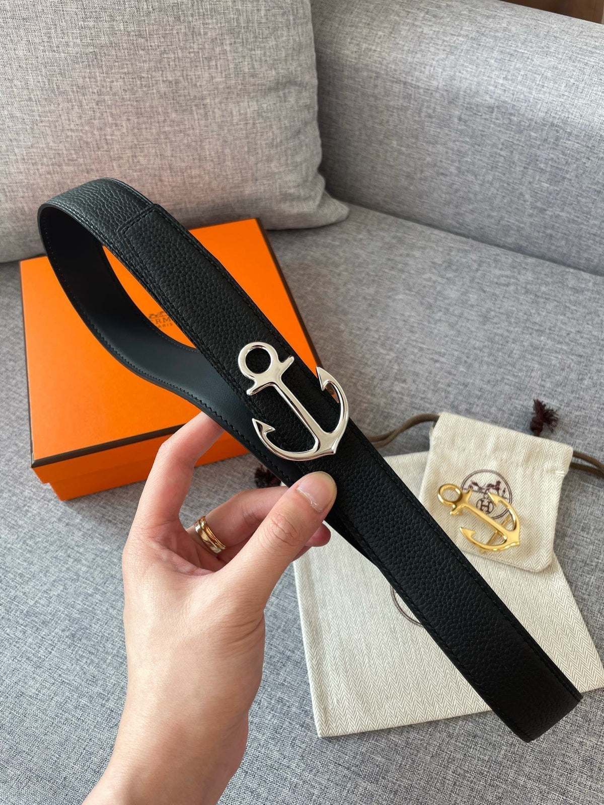 H CARGO BELT 32MM BLACK LEATHER