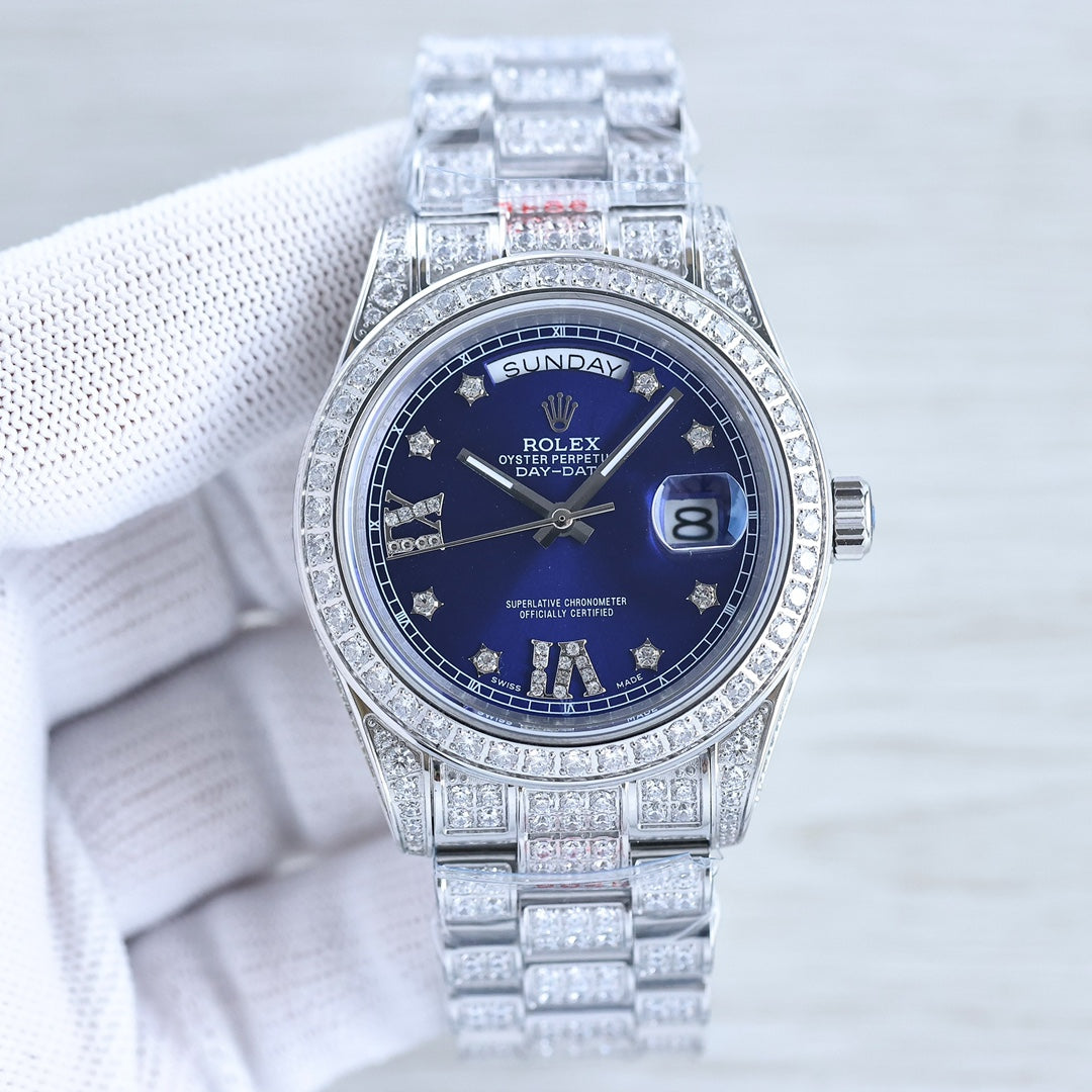 DAY-DATE 41 SILVER CUSTOM ALL DIAMOND