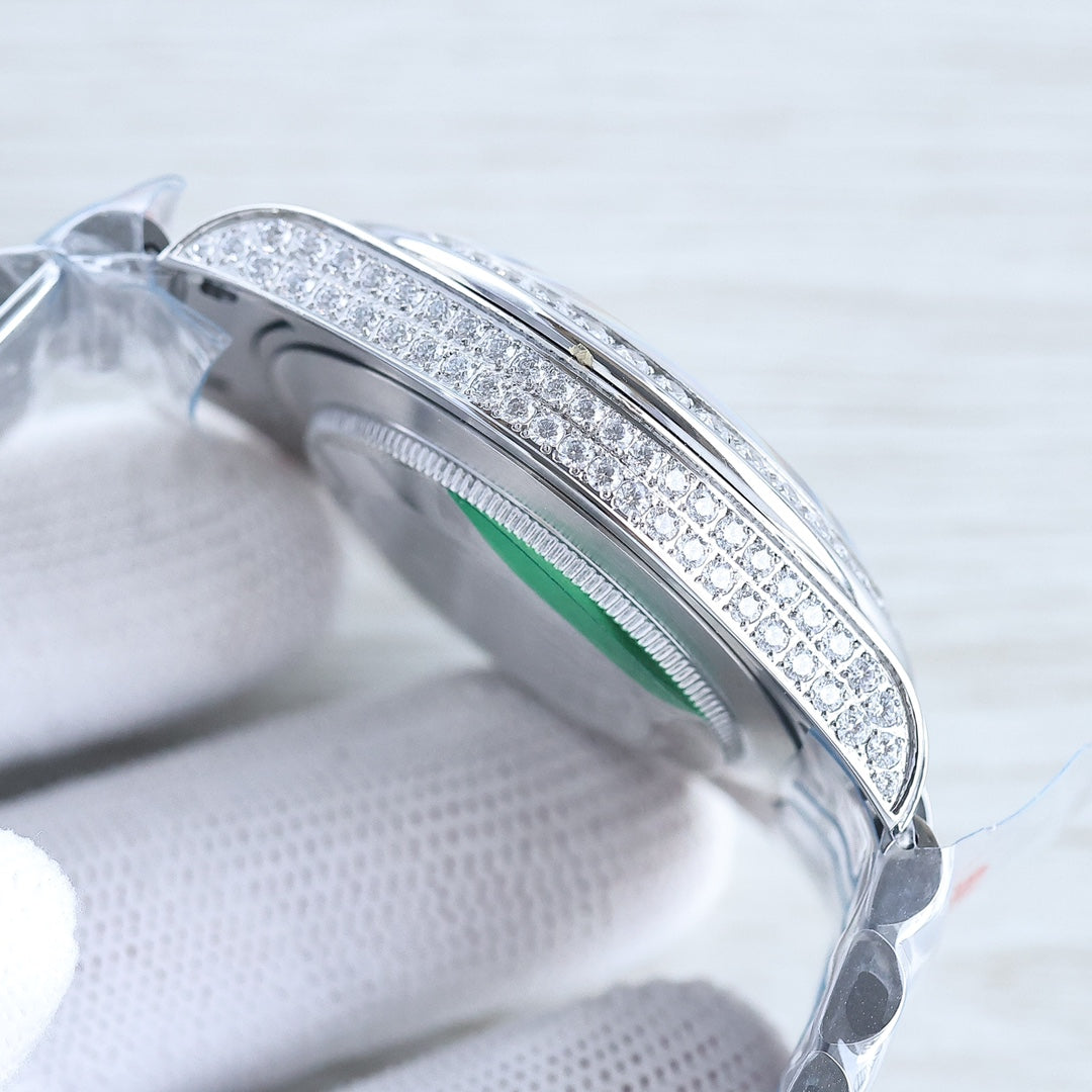 DAY-DATE 41 SILVER CUSTOM ALL DIAMOND