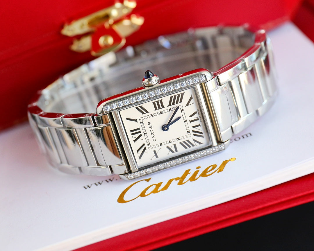 TANK MUST SMALL STEEL DIAMOND BEZEL WHITE DIAL