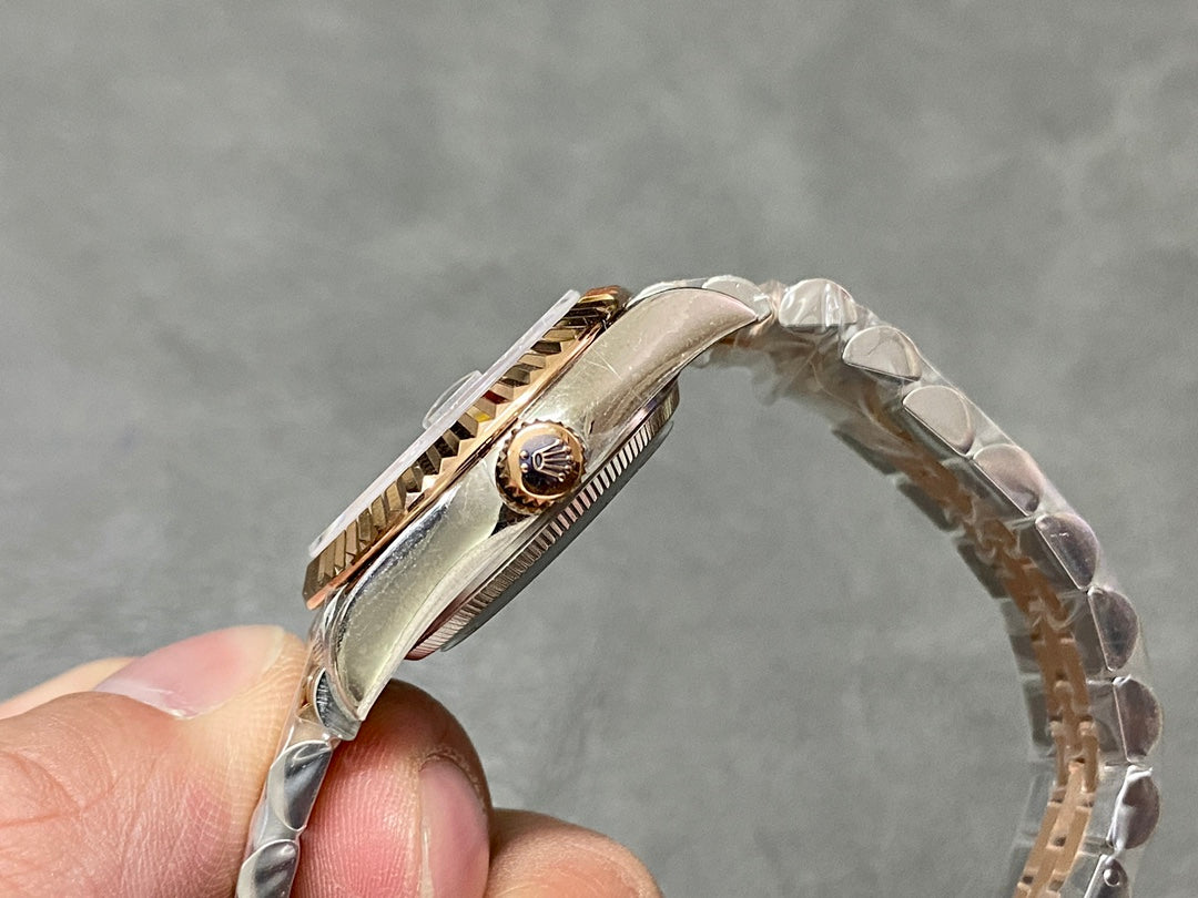 DATEJUST 31MM PINK GOLD STEEL PURPLE DIAL