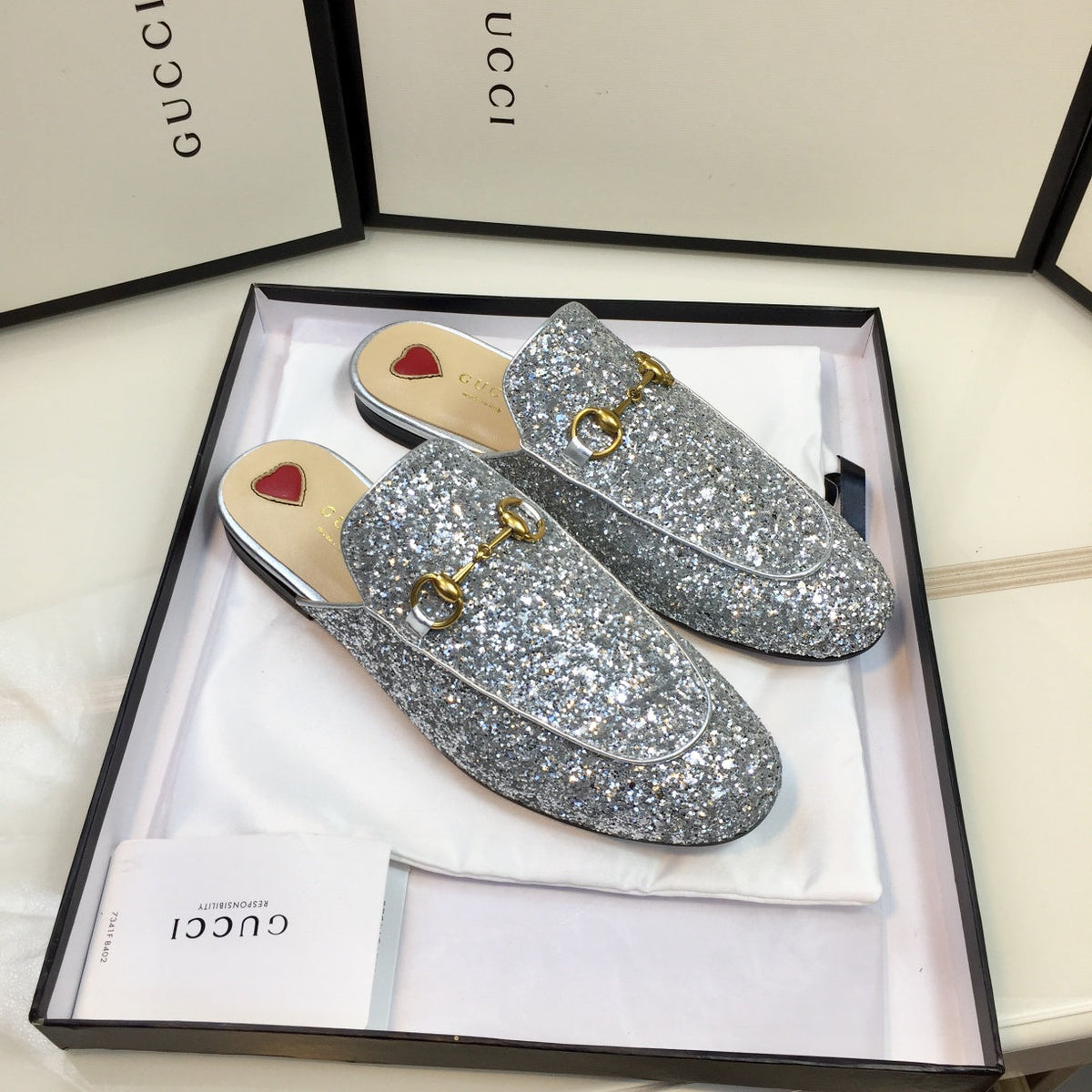 GG PrinceTown Silver Metalic Glitter Mule