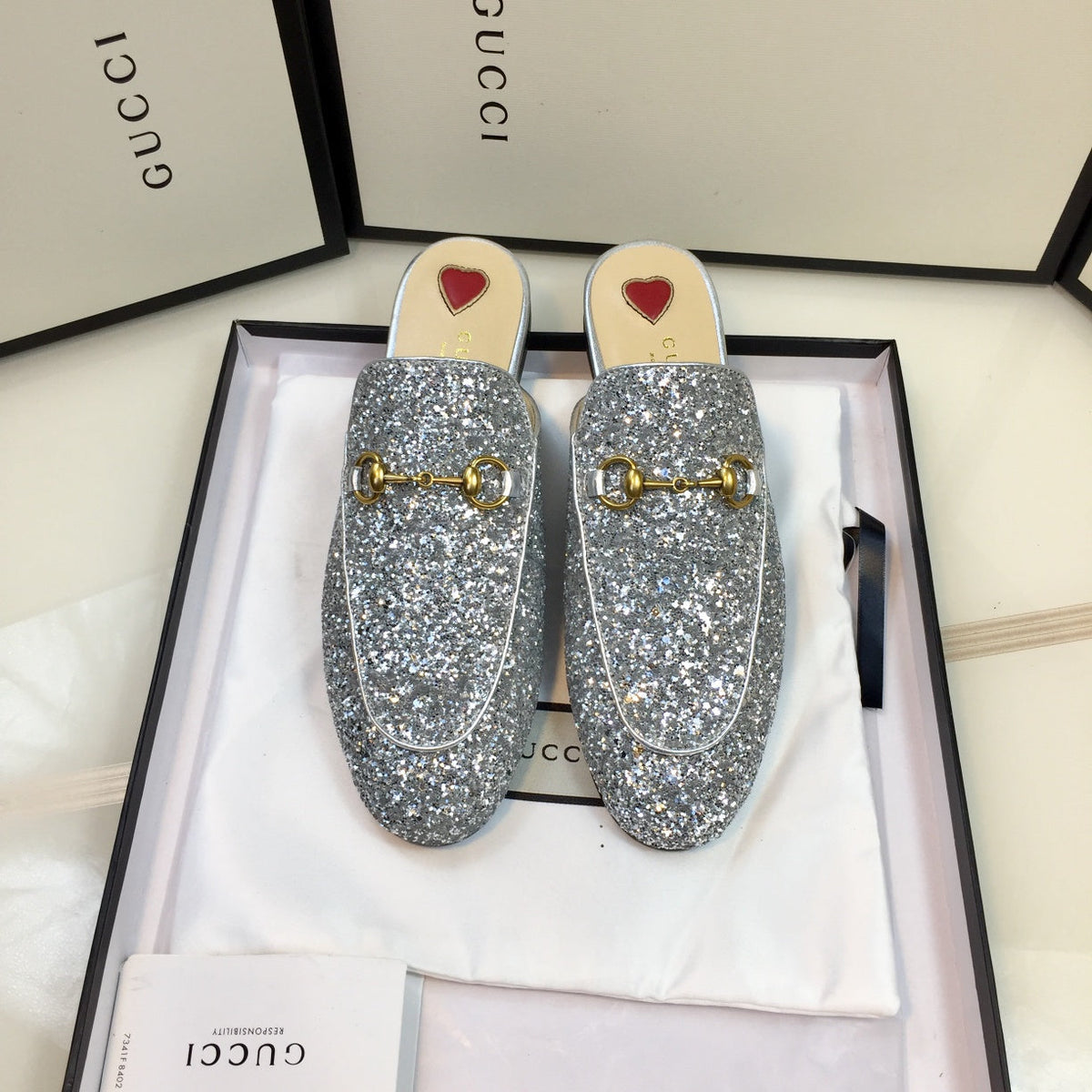 GG PrinceTown Silver Metalic Glitter Mule