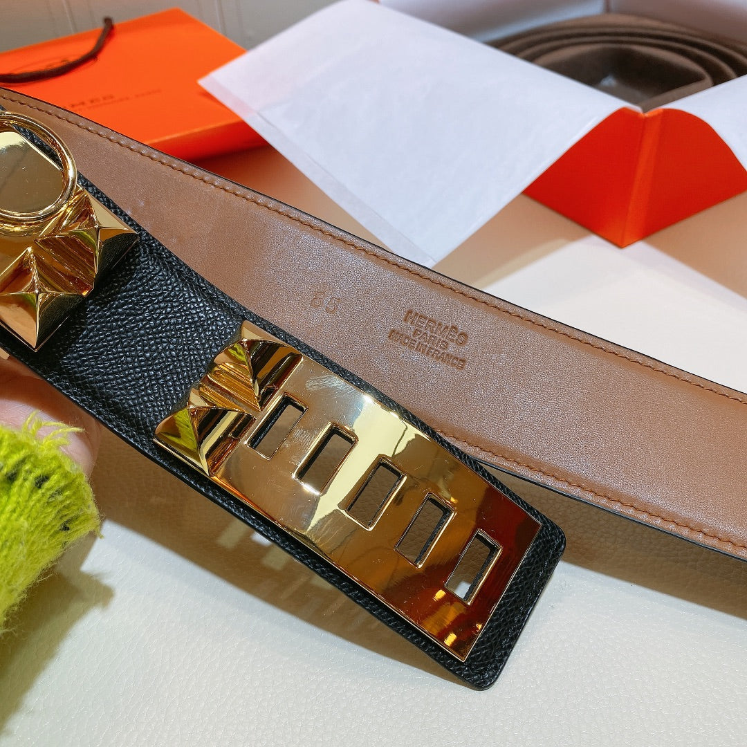 collier de chien belt 45mm black epsom gold buckle