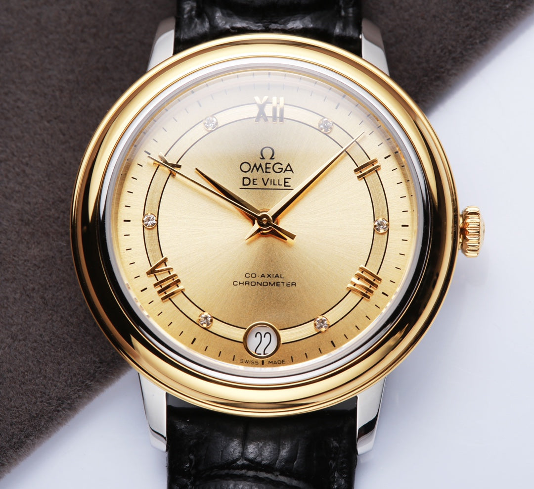 Omega De Ville 32.5mm Gold Dial Leather