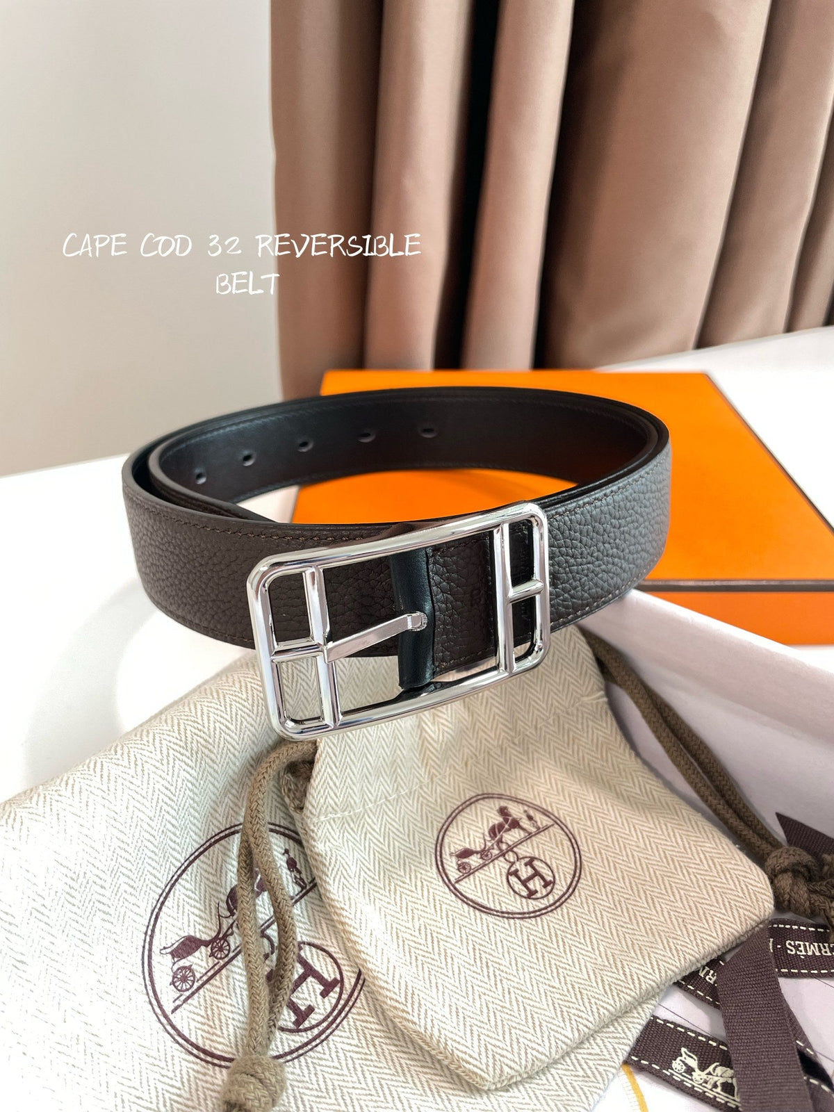 HM Cape Cod 32mm Reversible Belt Black Chocolate Leather 187795