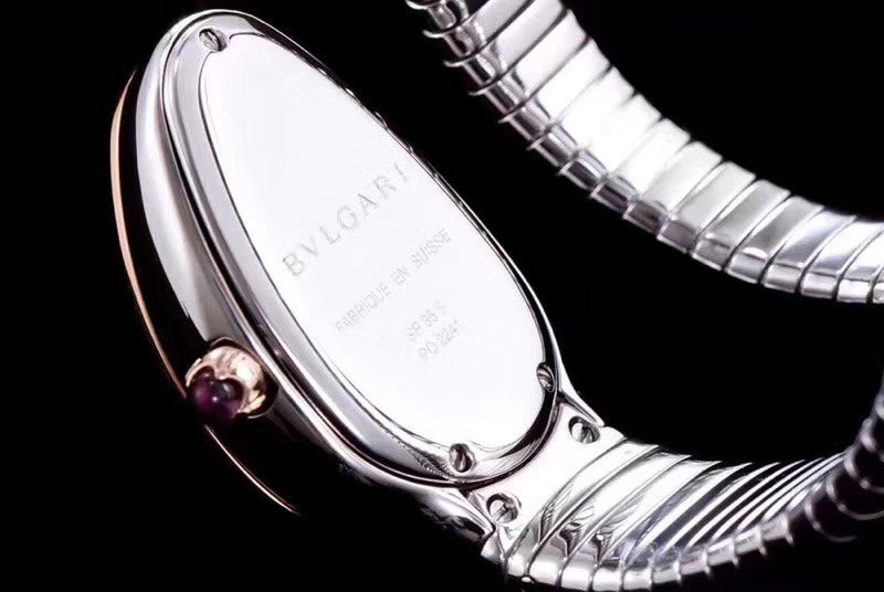 SERPENTI TUBOGAS 35MM PINK GOLD SILVER DIAMOND BEZEL