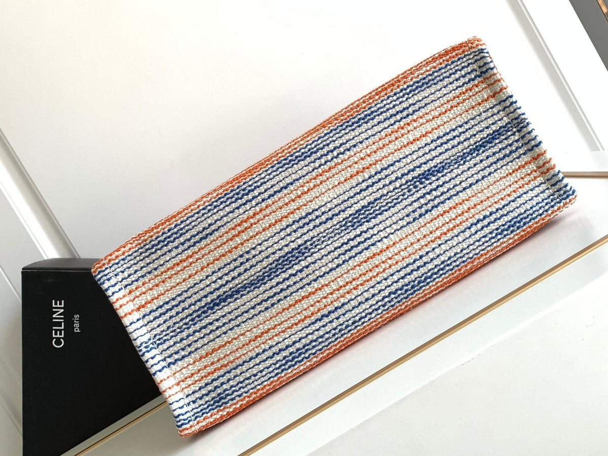 large cabas thais 41cm rainbow striped canvas