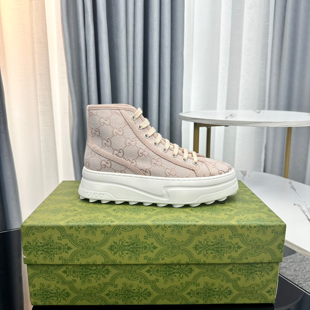 GG HIGH TOP SNEAKER FLATFORM CREAM CANVAS