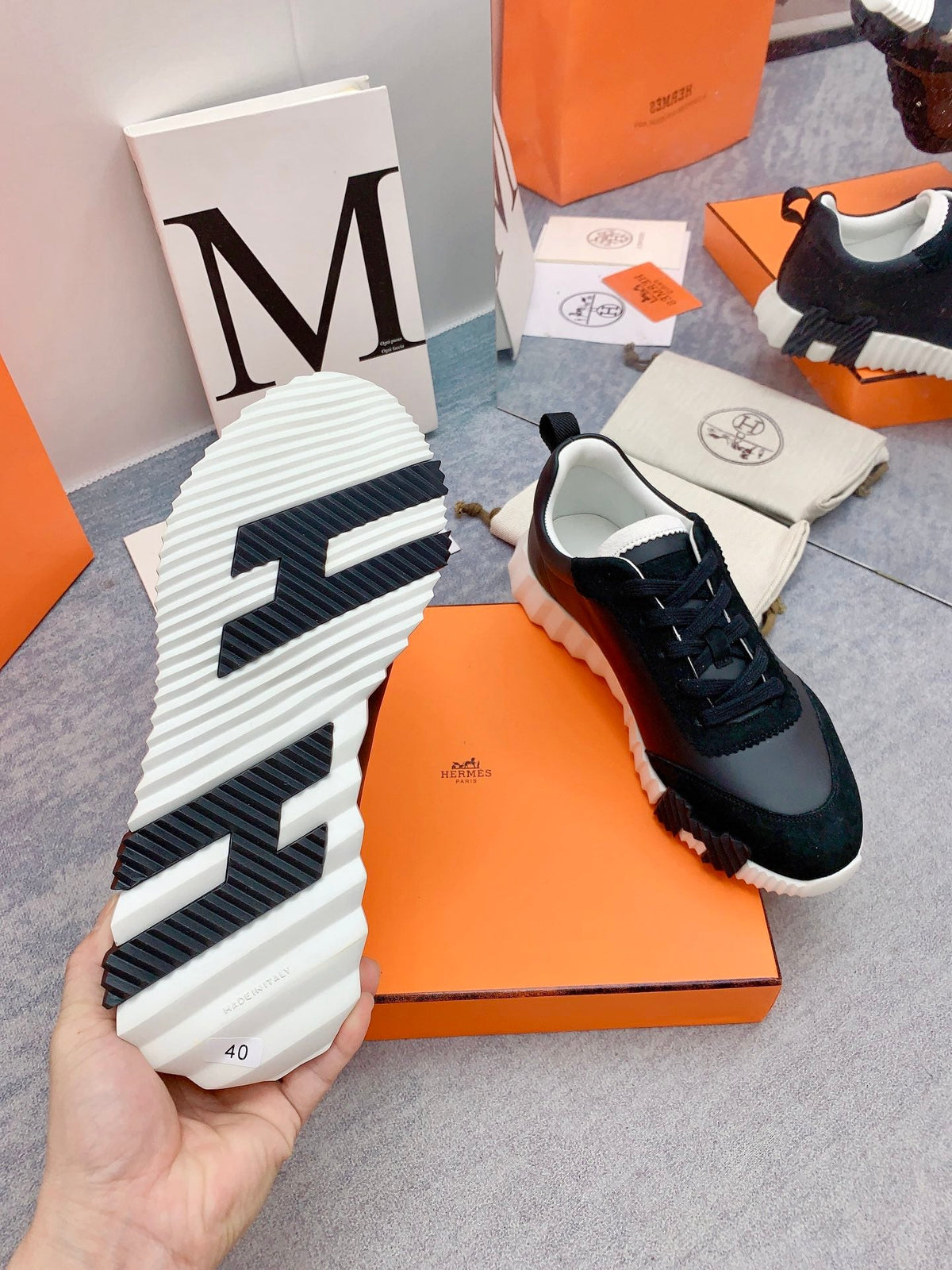 HM Bouncing Sneaker In Black Lambskin 106423