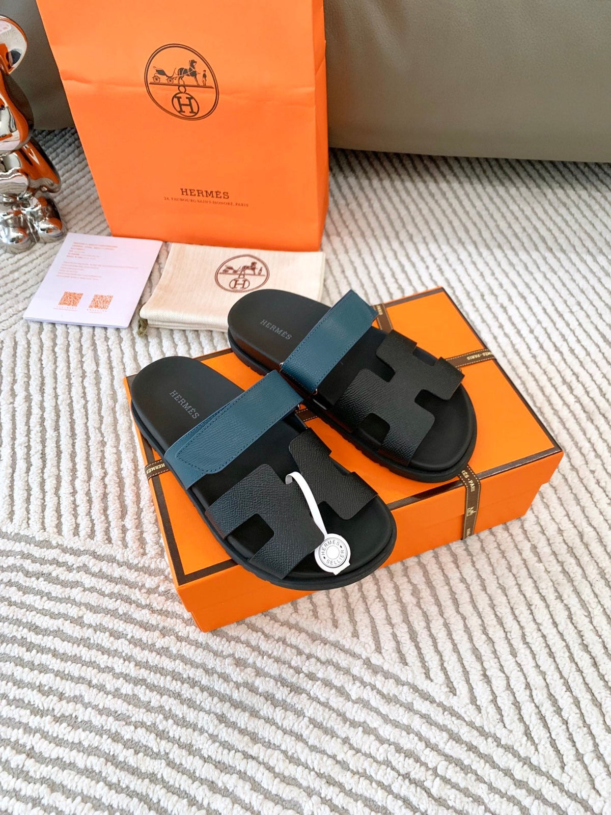 HM Chypre Sandal Black Mix Blue Navy Cowhide  963517