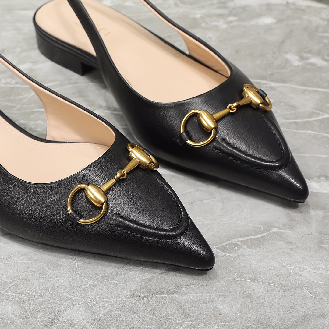 GG Slingback Flat Sandals black