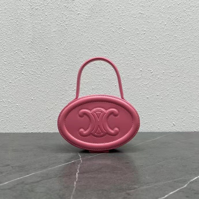 Celine Oval Minaudière Cuir Triomphe Pink Calfskin
