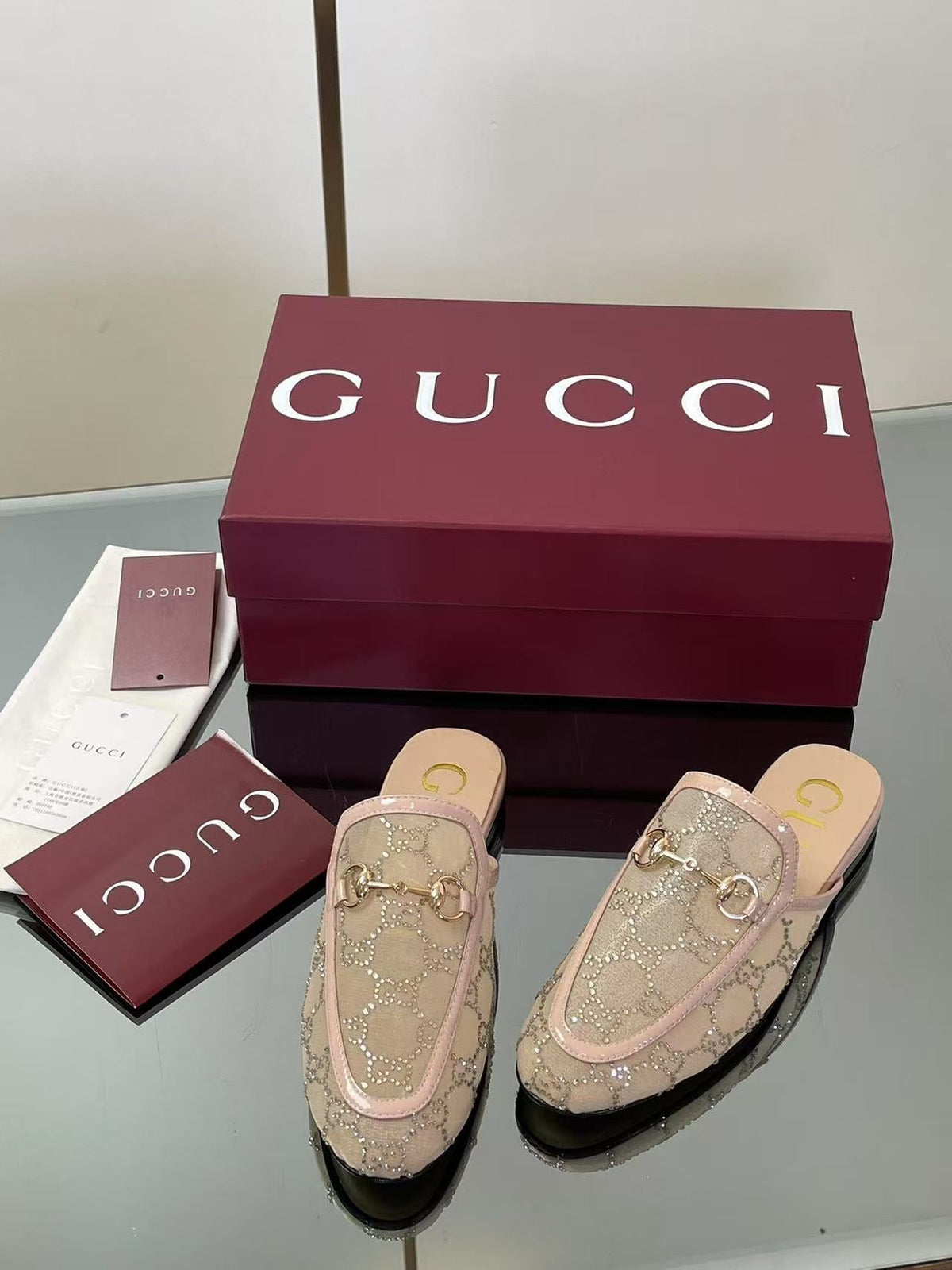GC 25 Mule In Light Pink Hard Mesh And Lambskin