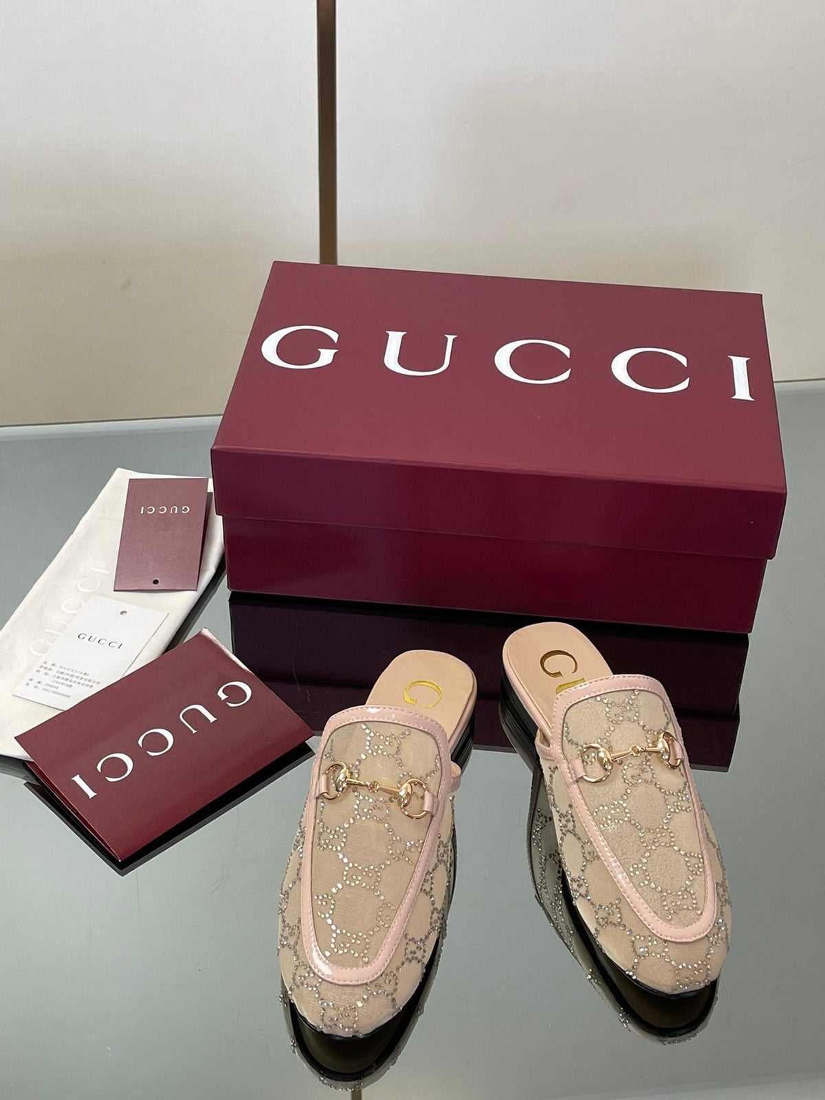 GC 25 Mule In Light Pink Hard Mesh And Lambskin