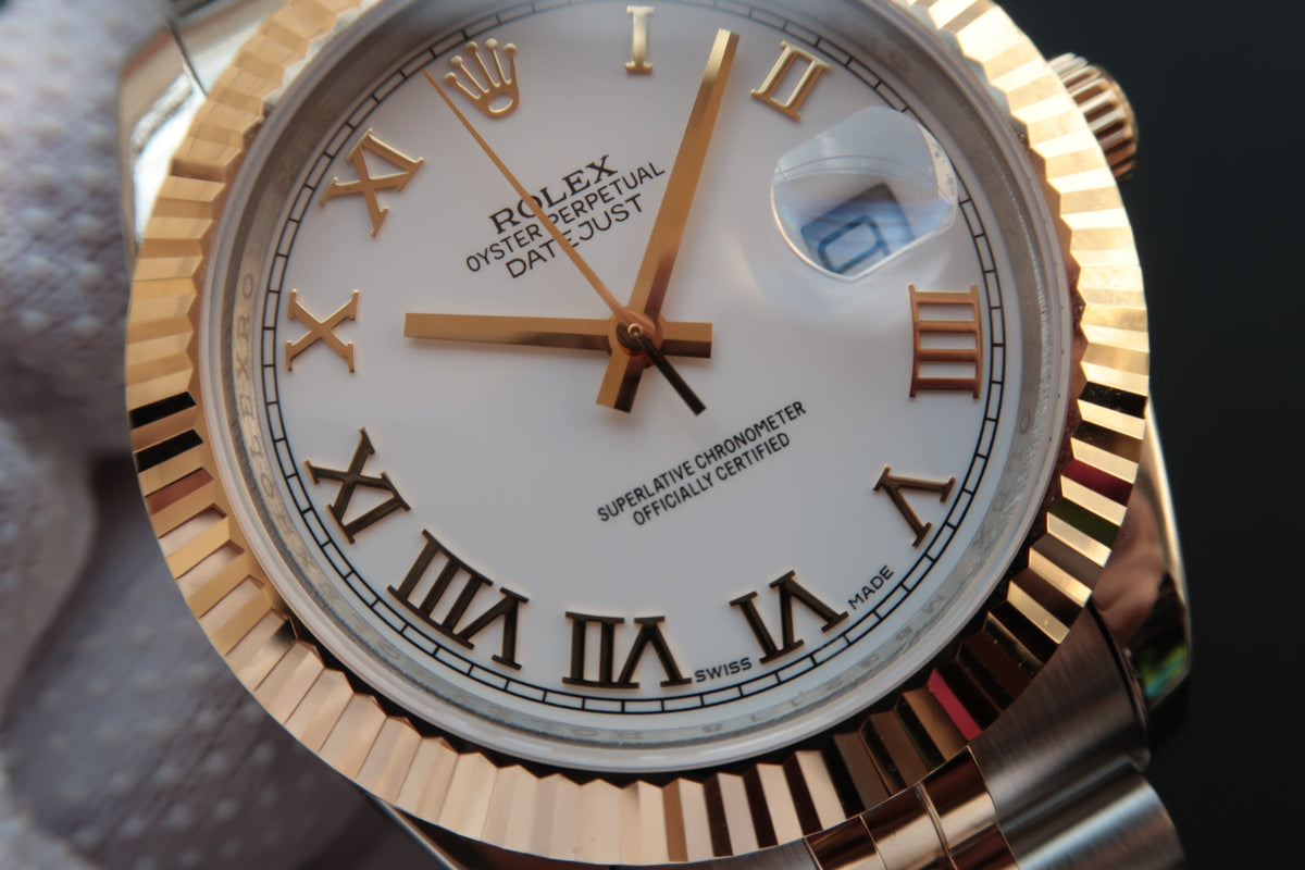 DATEJUST II GOLD STEEL WHITE DIAL ARABIC NUMERALS