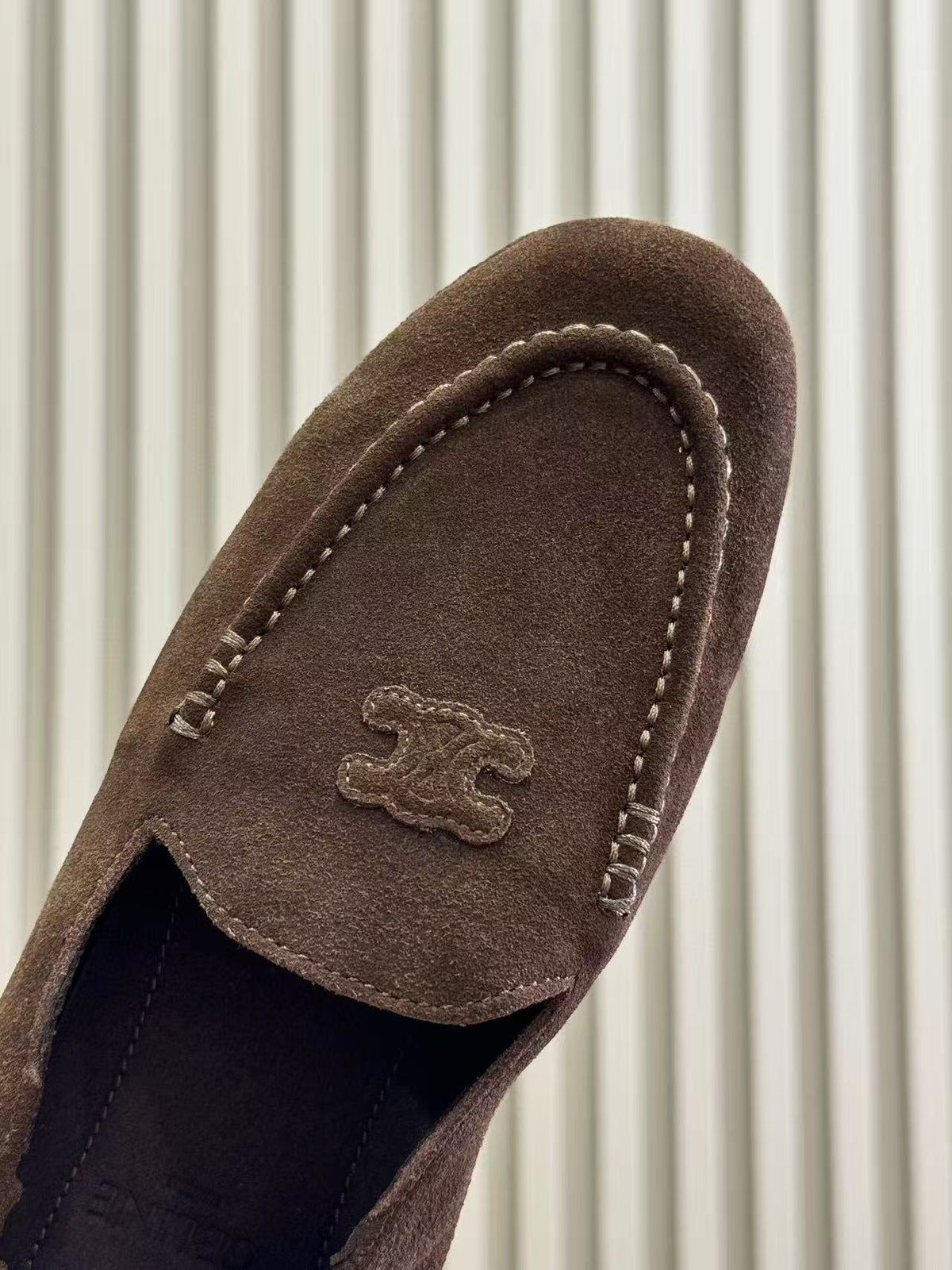 Celine Adam Loafers Dark Brown Suede