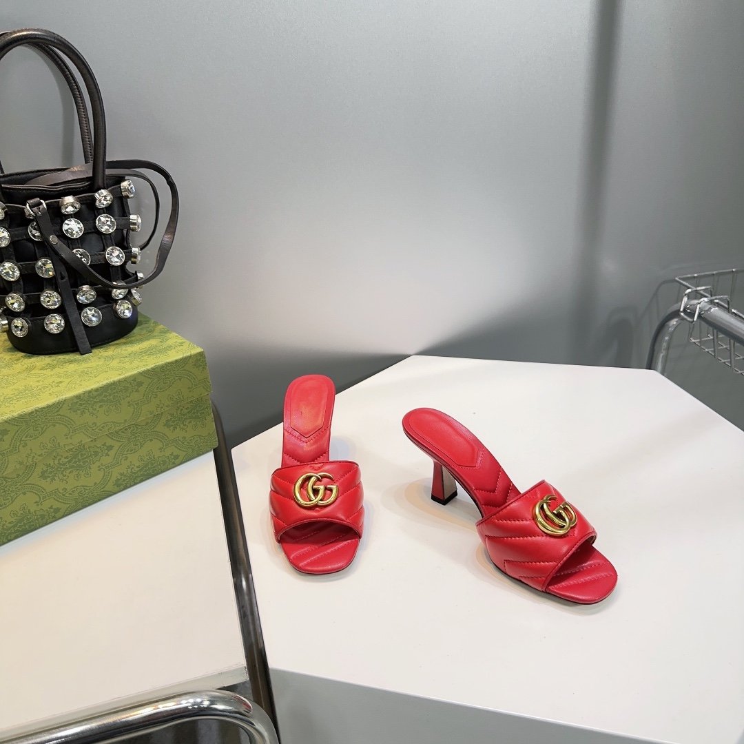 GG SANDALS HIGH-HEELED RED