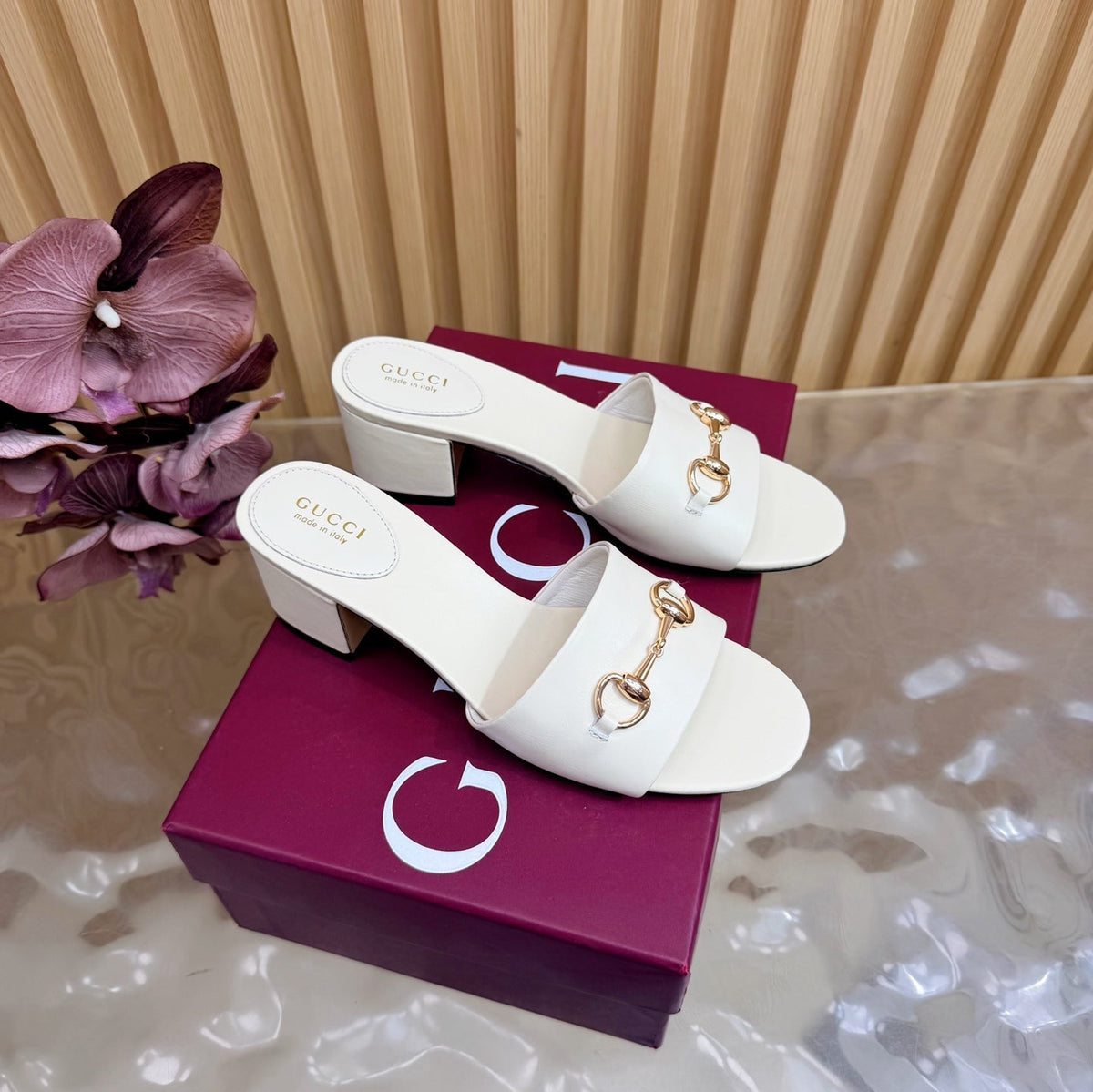 GG 26ss Chunky Heel Sandals 55 Double G Lambskin