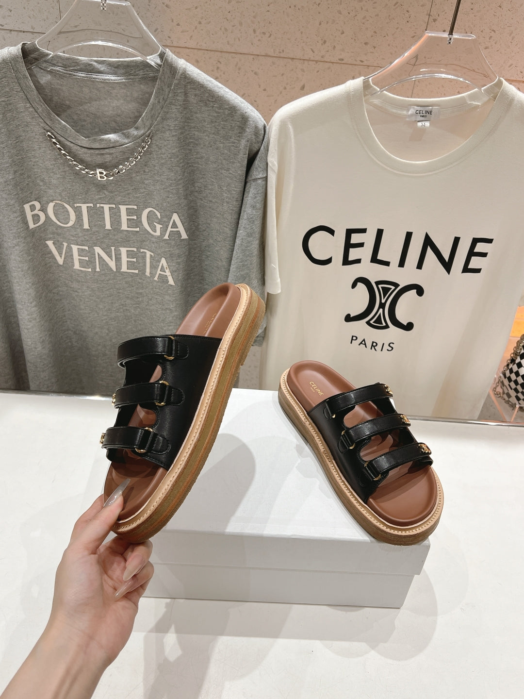 CELINE Dad Sandal Mule Black Cowhide 236753