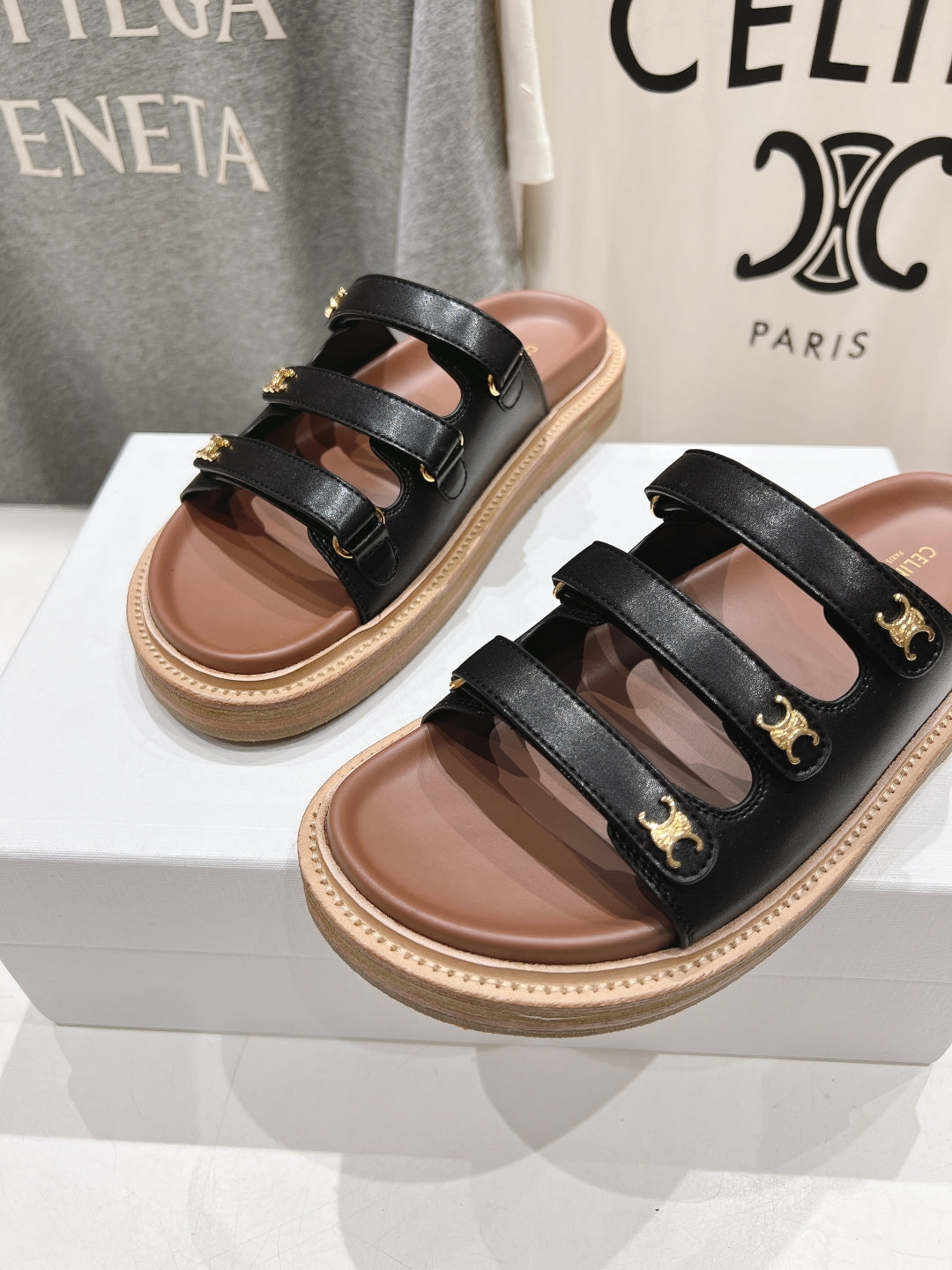 CELINE Dad Sandal Mule Black Cowhide 236753