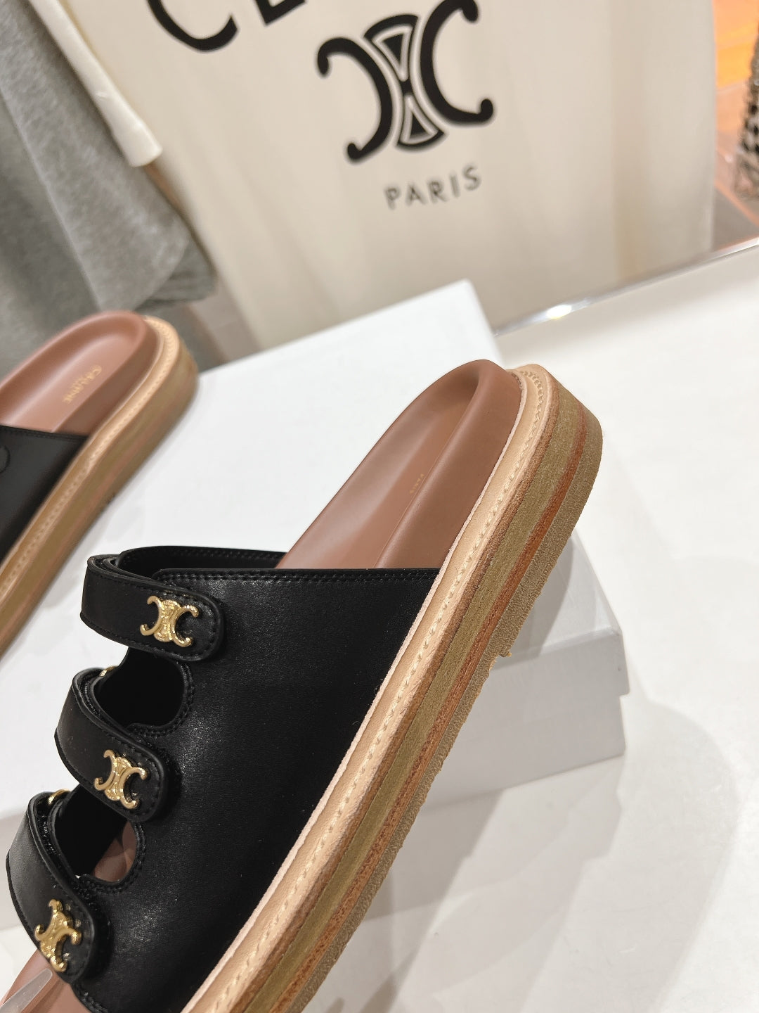 CELINE Dad Sandal Mule Black Cowhide 236753