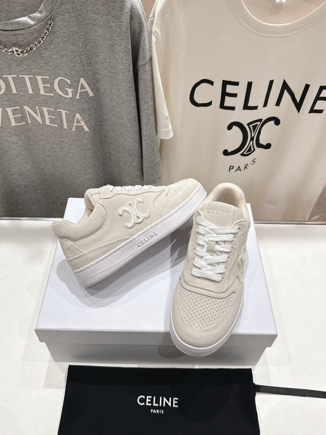 CELINE 25C SNEAKERS BEIGE SUEDE 236765