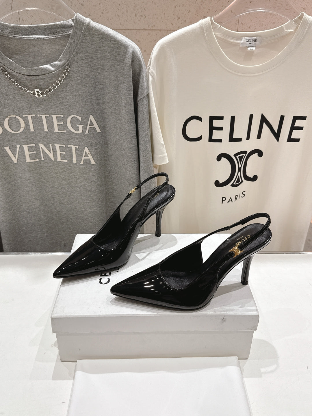 Celine 25C Slingback Pump Black Patent Leather 236769