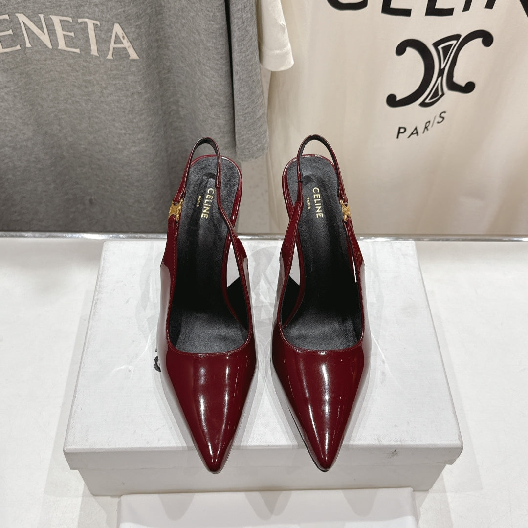 Celine 25C Slingback Pump Red Patent Leather 236770
