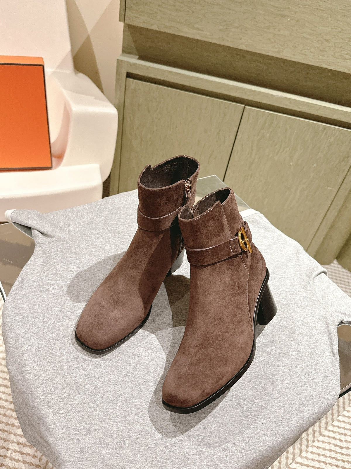 HM Jill Ankle Boot 65mm Brown Chocolate Suede 974680