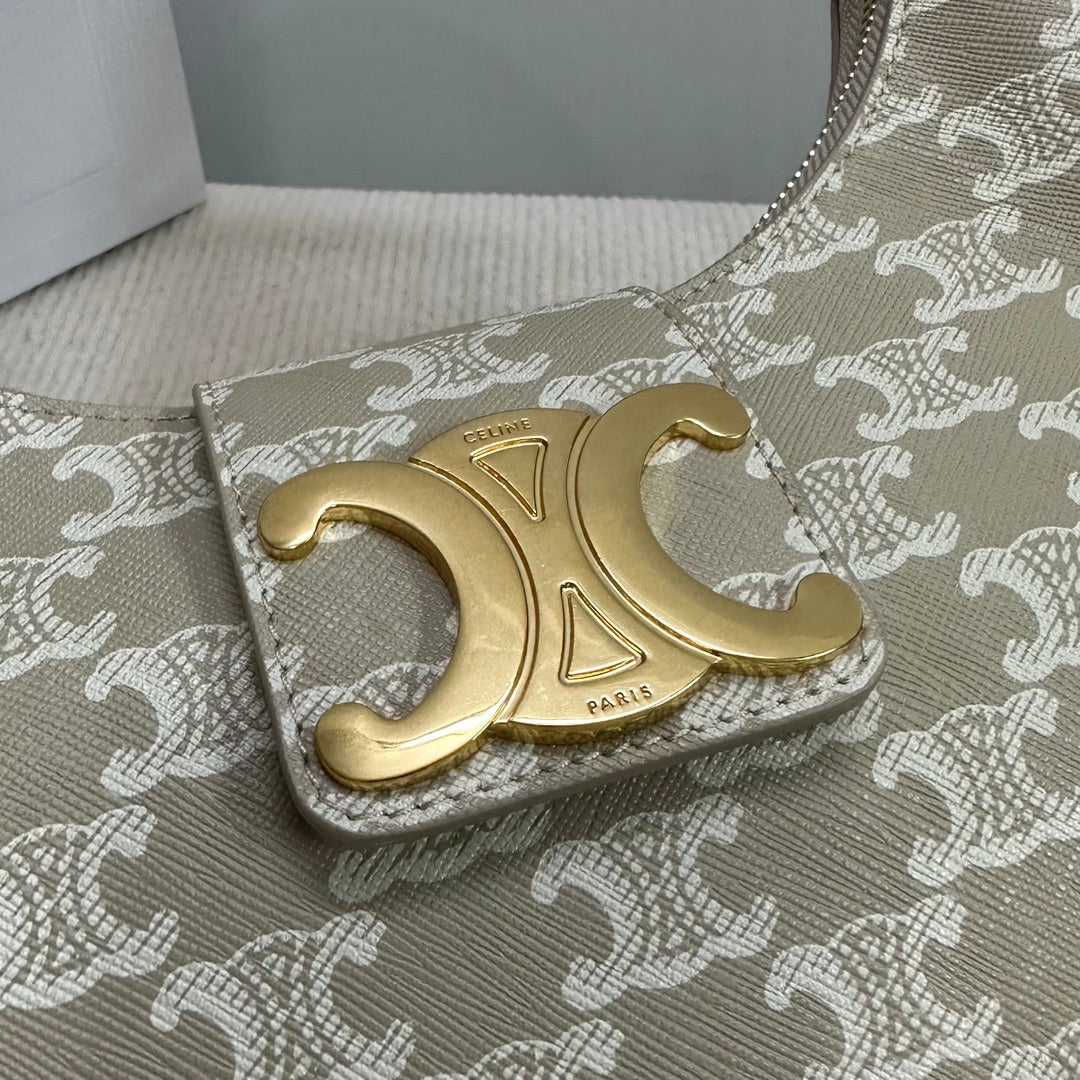 MEDIUM AVA BAG 23 IN BEIGE TRIOMPHE CANVAS GOLD LOGO