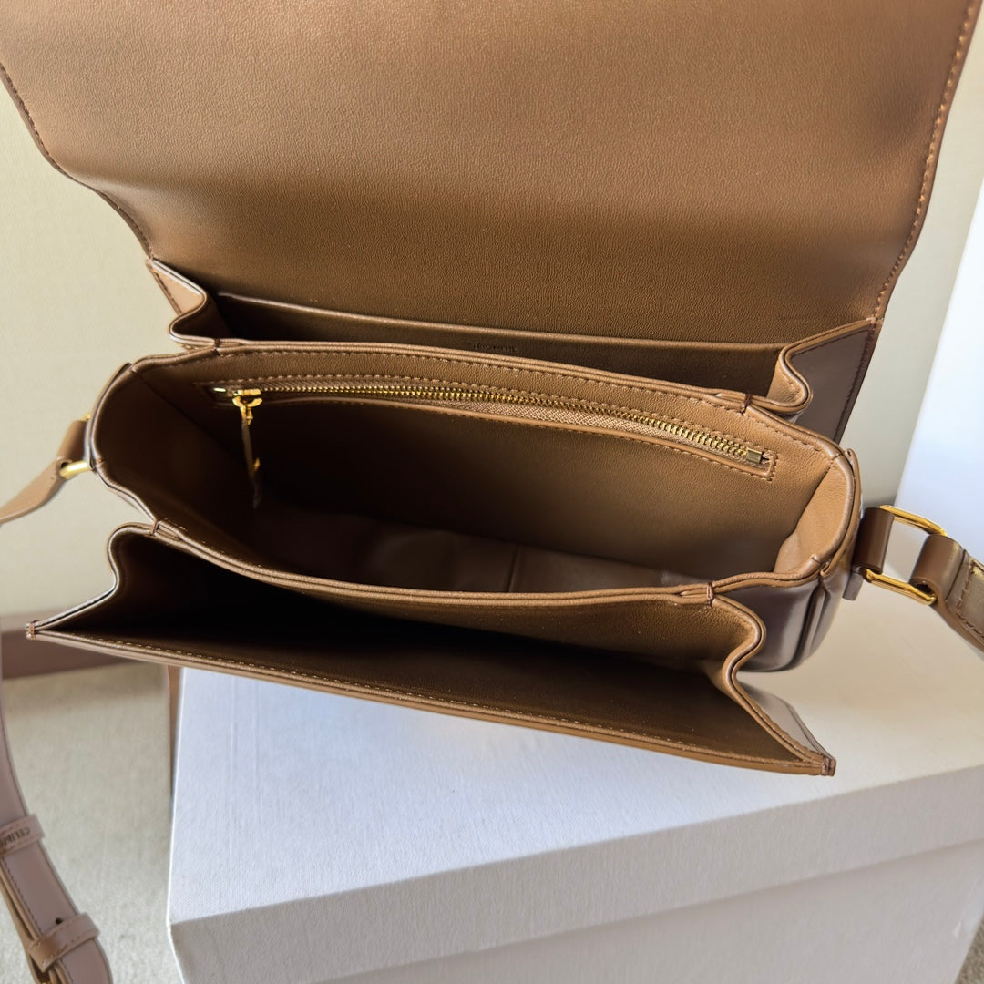 classique triomphe 22 dark brown calfskin gold hardware