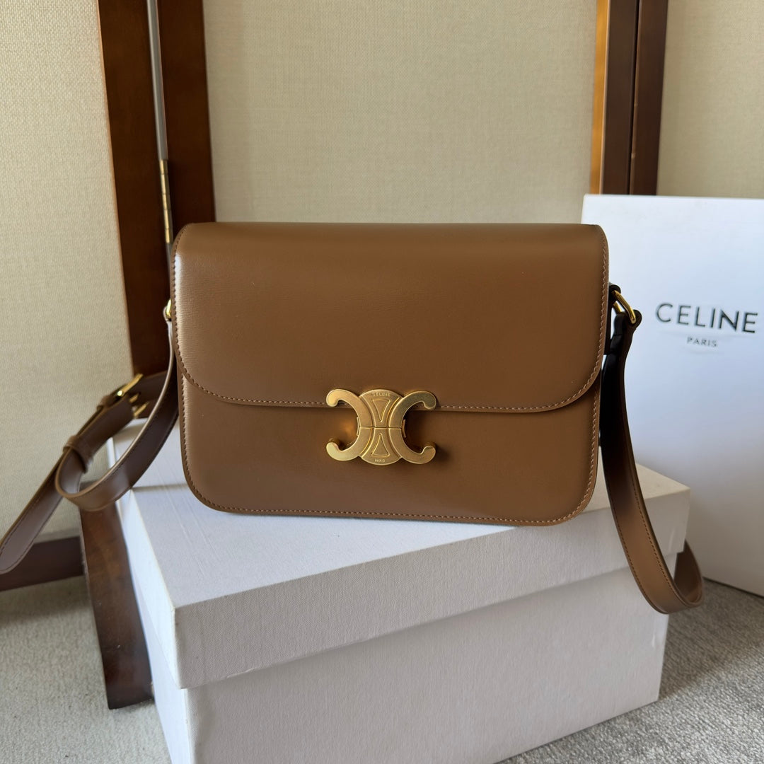 classique triomphe 22 dark brown calfskin gold hardware