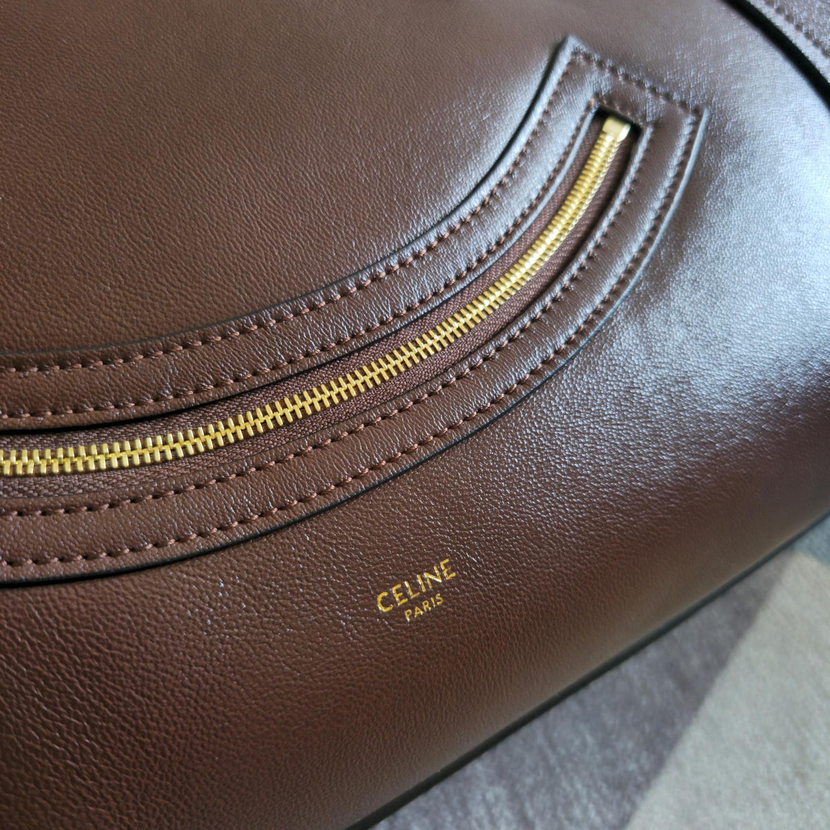 Celine 2026 Large Luggage Brown Shiny Lambskin