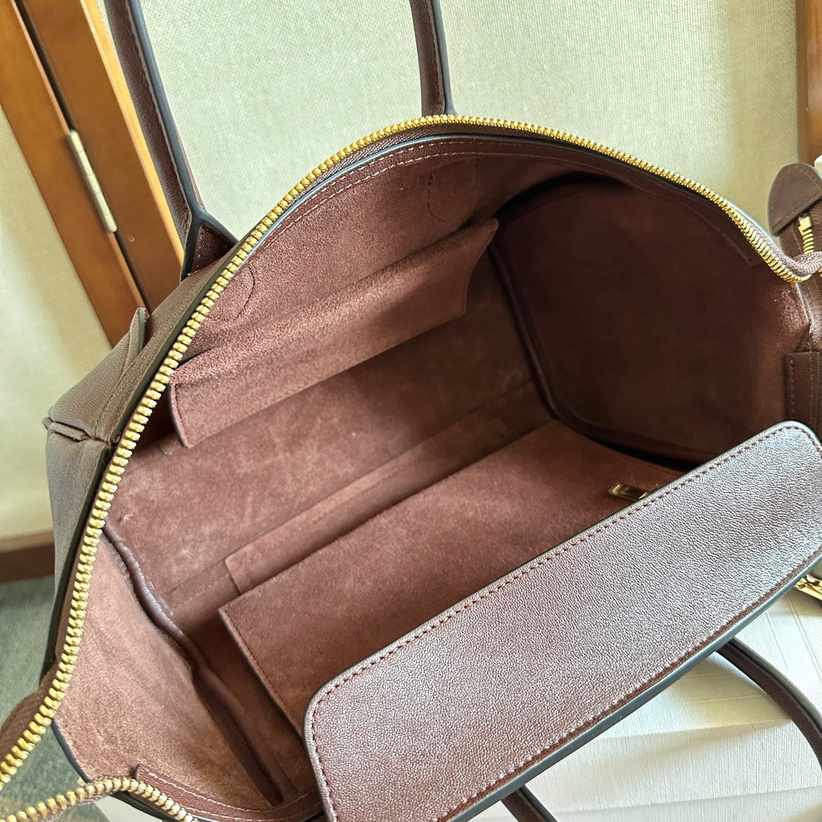 Celine Small Smiling New Luggage Chocolate Lambskin