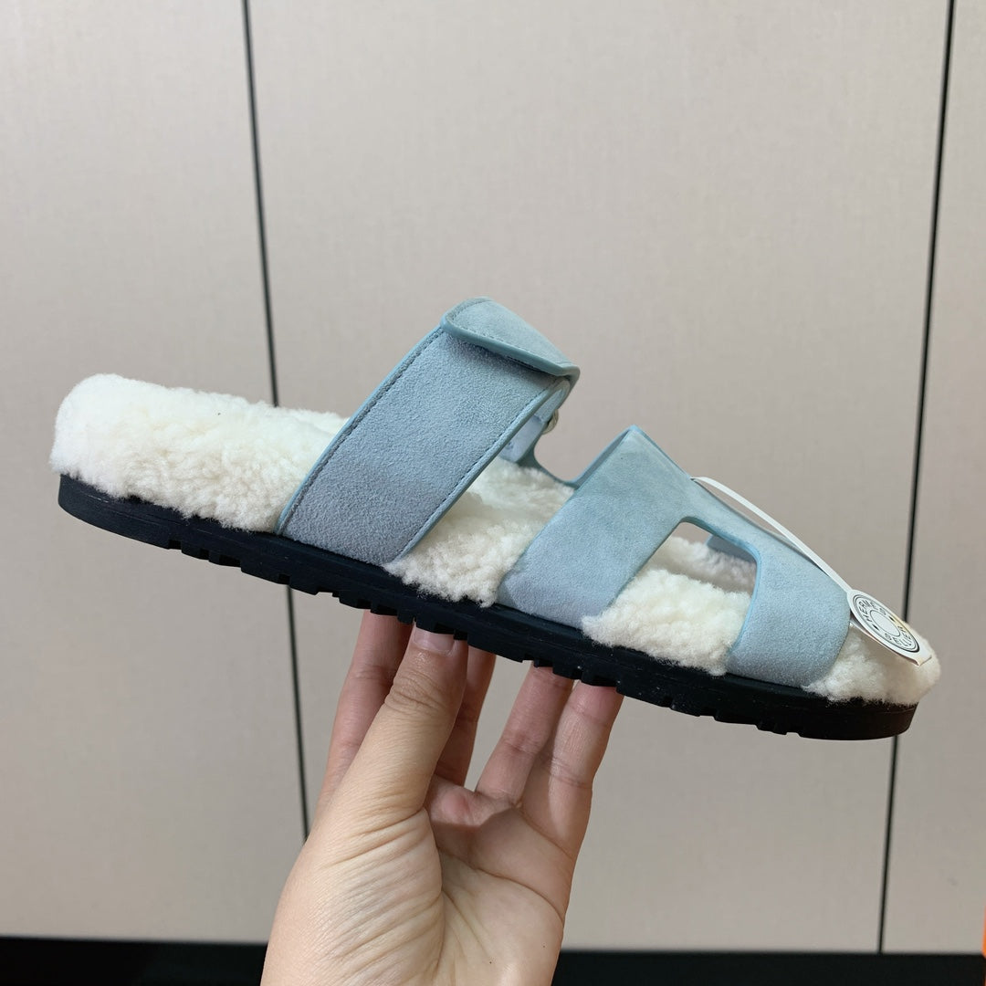 HM Chypre Sandal Cloud Blue Mix White Wool And Cowhide Lining  984208