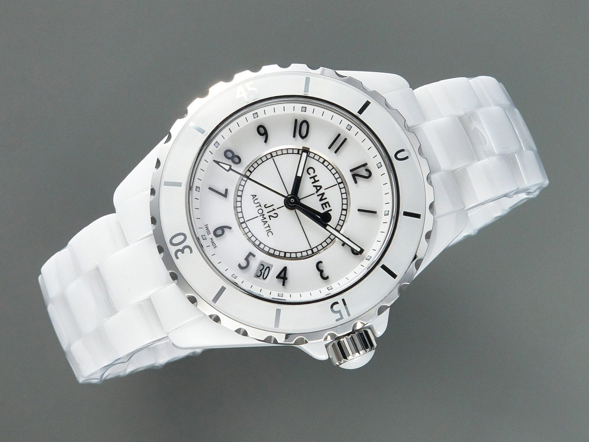 J12 Date Automatic White Ceramic Black Numerals White Dial