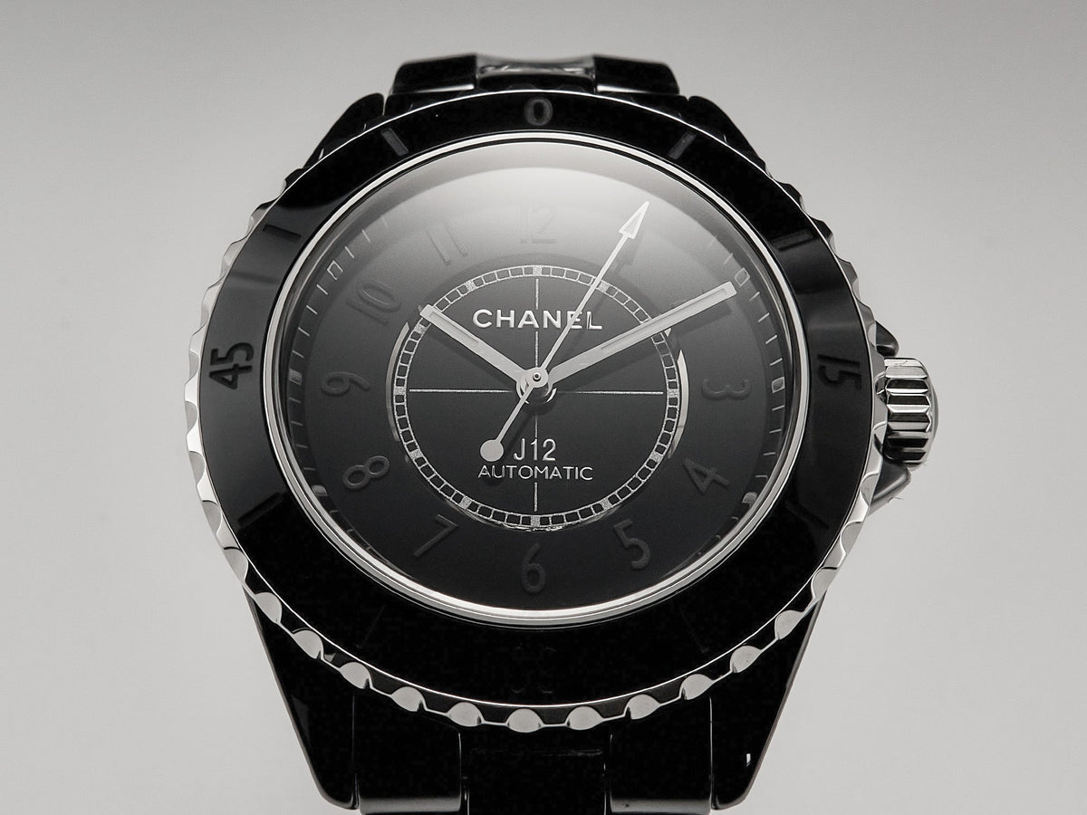 J12 Automatic Black Ceramic Black Numerals Black Dial White Steel Hands