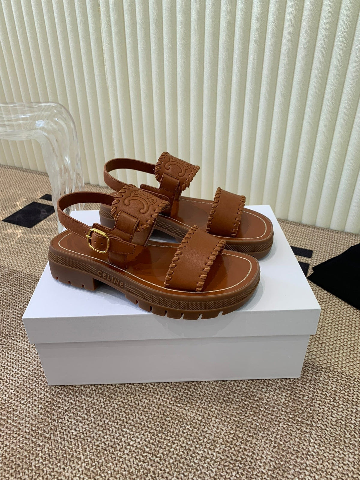 ROMAN SANDAL IN BRONZE BROWN CALFSKIN